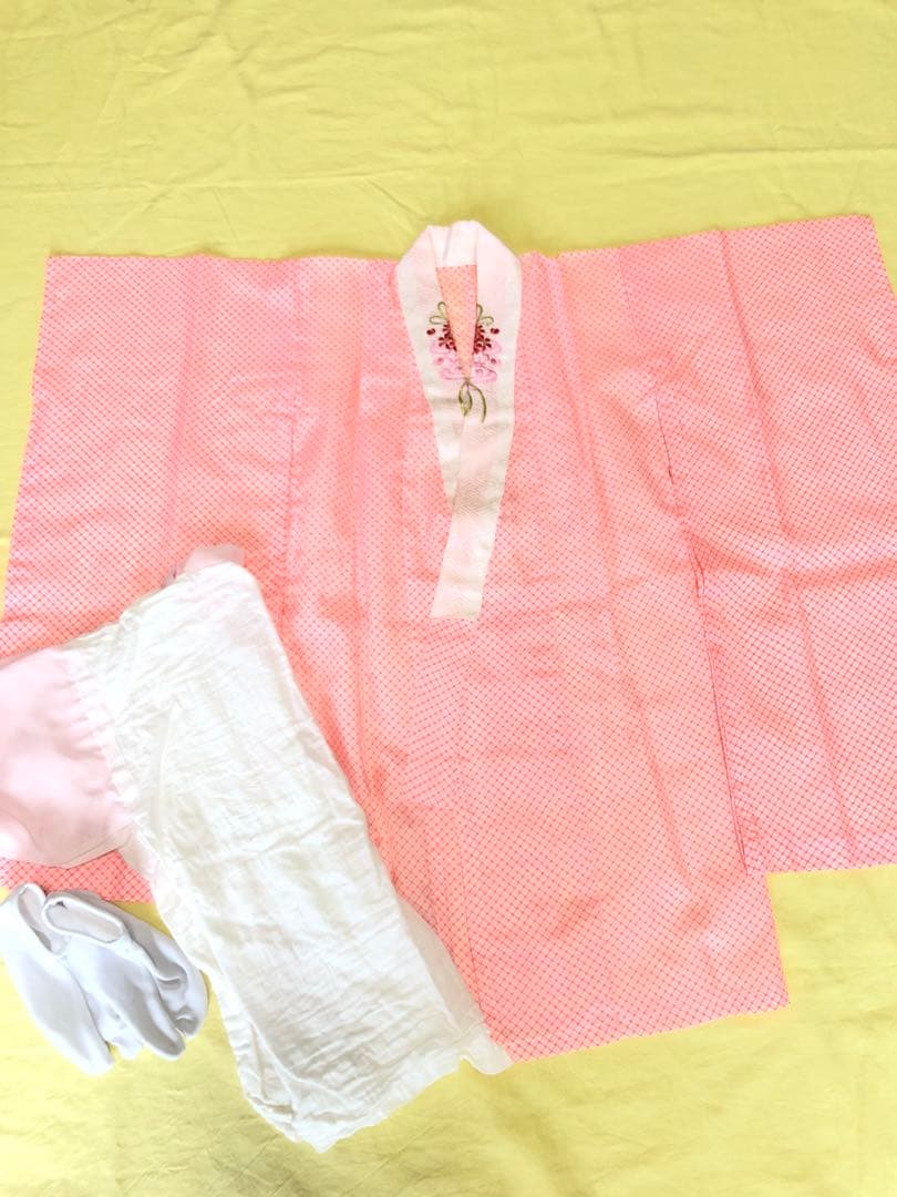３歳　女の子　七五三　子供　着物　7点　セット　ピンク