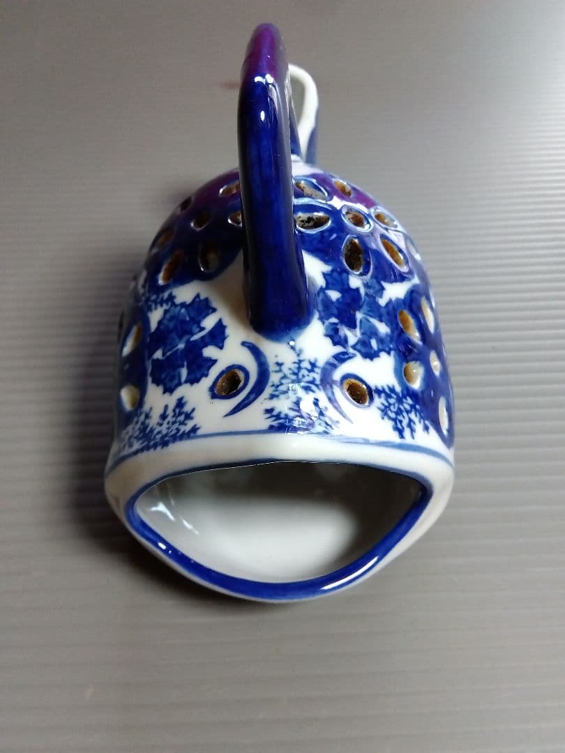 「大魚型の藍染焼き香炉親子」２点セット