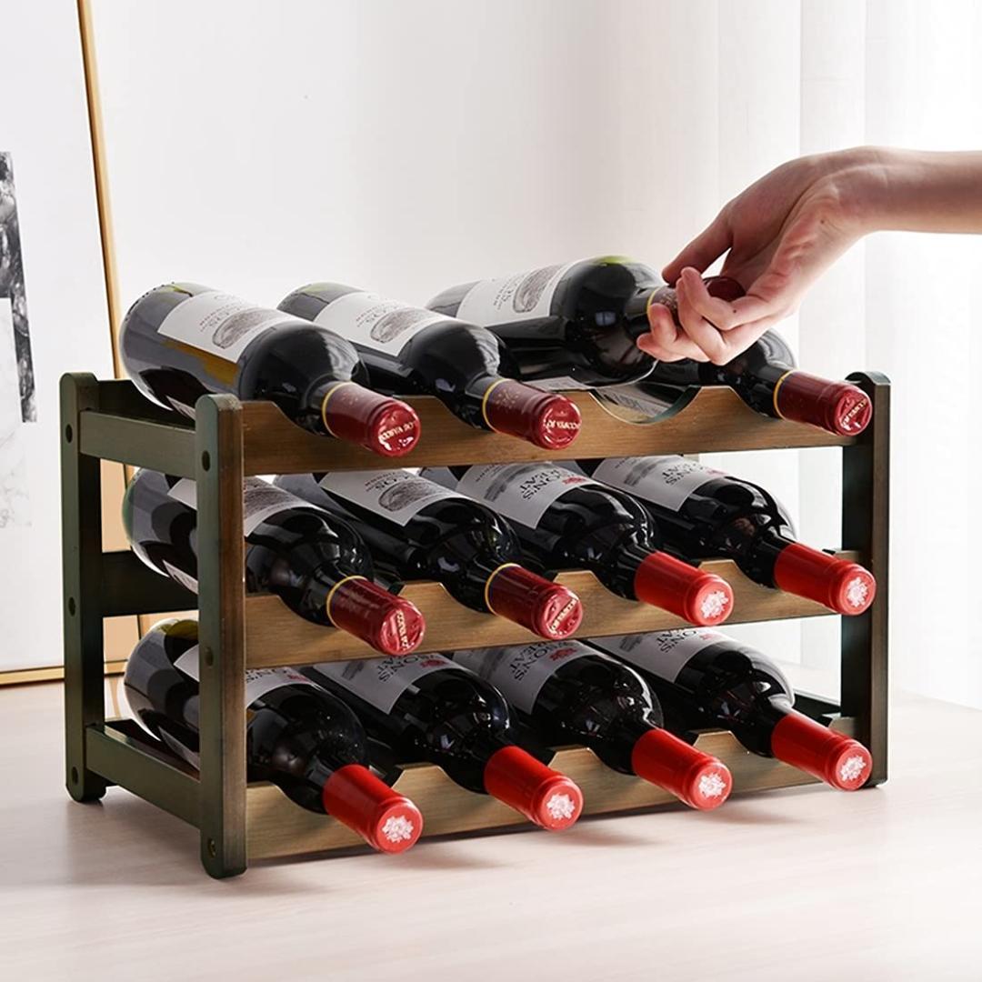 竹製ワインラック 12本用 積み重ね式