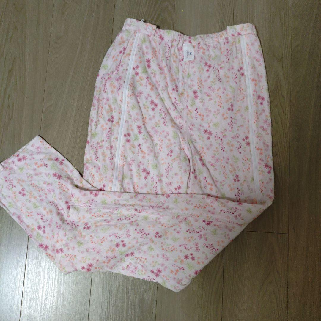 ワコール　介護用　らくらくパートナー　綿100% ピンク花柄パジャマ