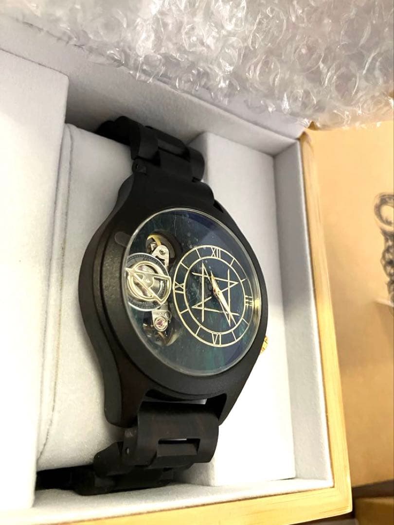 【新品・未使用】NOZ 腕時計 45mm グリーンマイカ エボニー 天然木