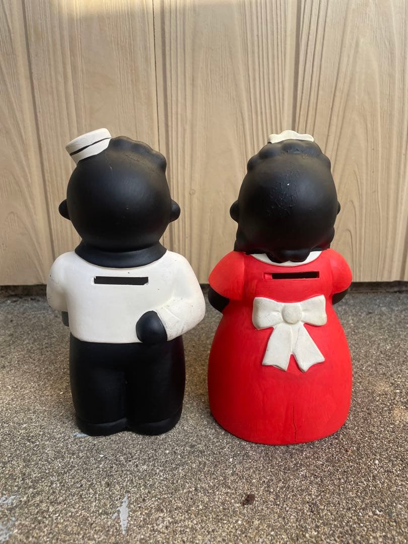昭和レトロ　ウェイターとウェイトレスの貯金箱2個セット