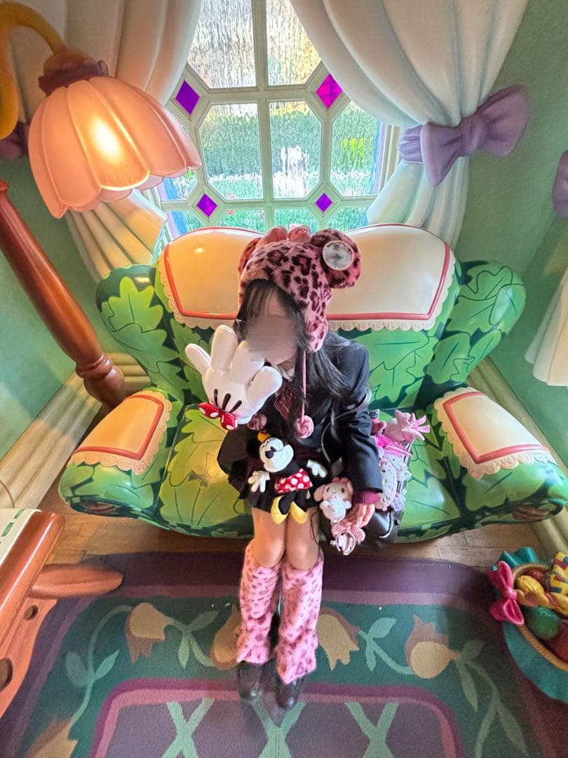 ディズニー ファンキャップ ヒョウ柄 ピンク ミニー - メルカリ