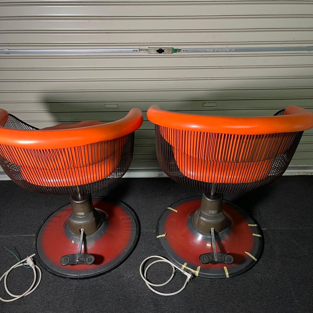 希少　70’s 動作OK バーバーチェア　2脚セット　オレンジ 昭和　レトロ