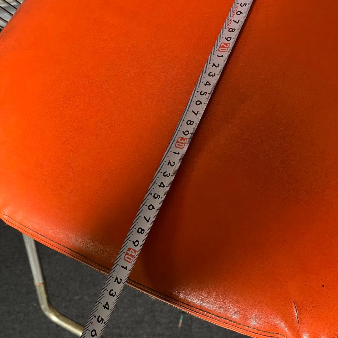 希少　70’s 動作OK バーバーチェア　2脚セット　オレンジ 昭和　レトロ