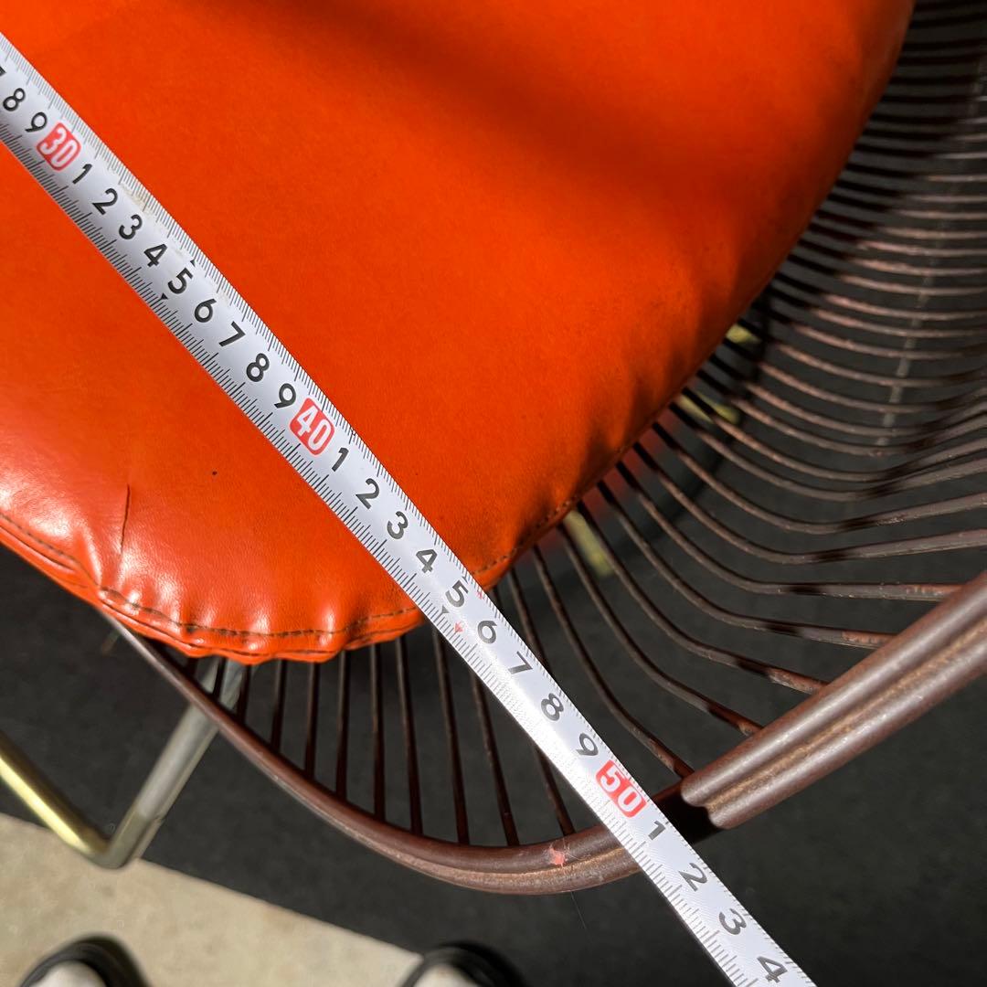 希少　70’s 動作OK バーバーチェア　2脚セット　オレンジ 昭和　レトロ