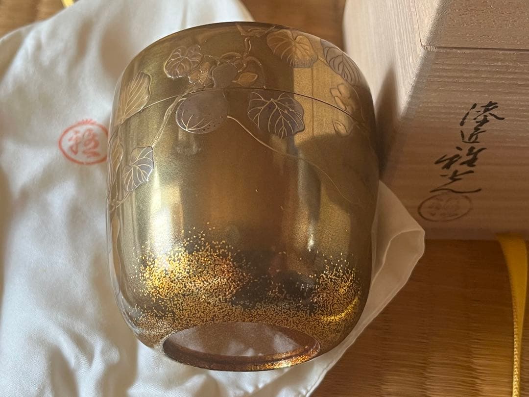 茶道具　六瓢蒔絵　大棗　内梨子地　雅光造