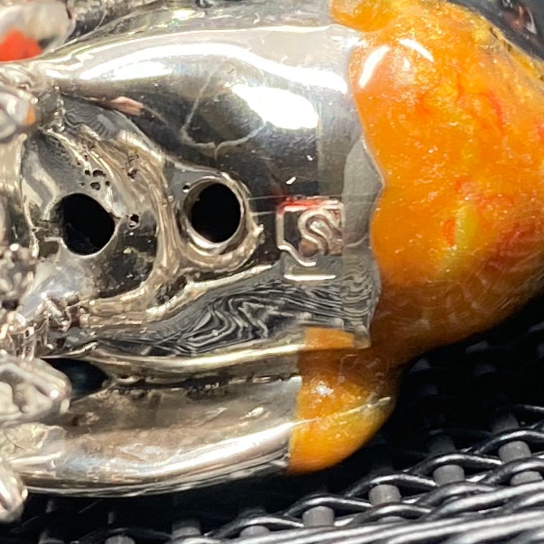 サツルノ　銀細工　SV925　雄鶏　長鳴鳥　フュギュリン　エナメル彩色　伊製