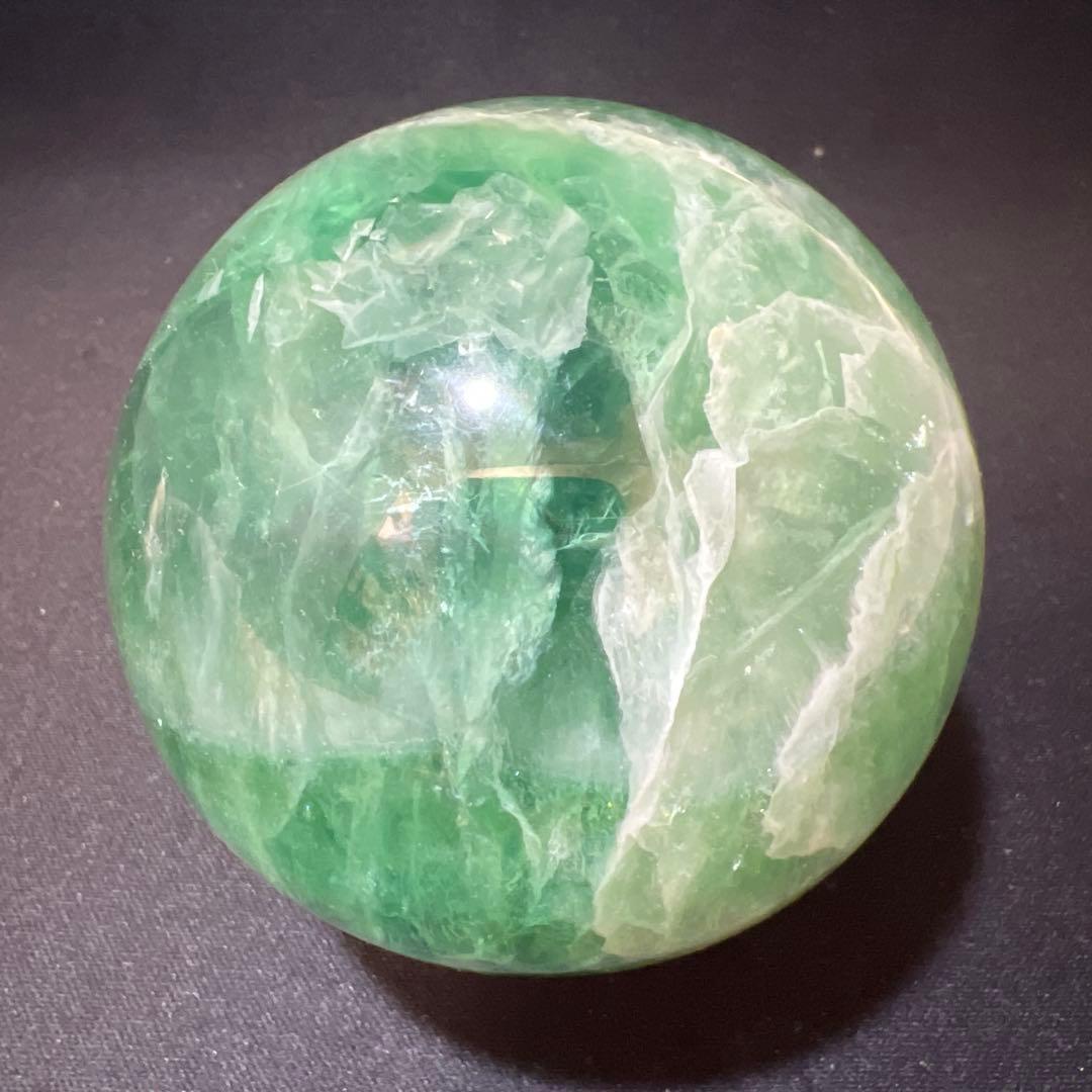 1.2kg/77mm】グリーンフローライト 共生カルサイト スフィア 丸玉
