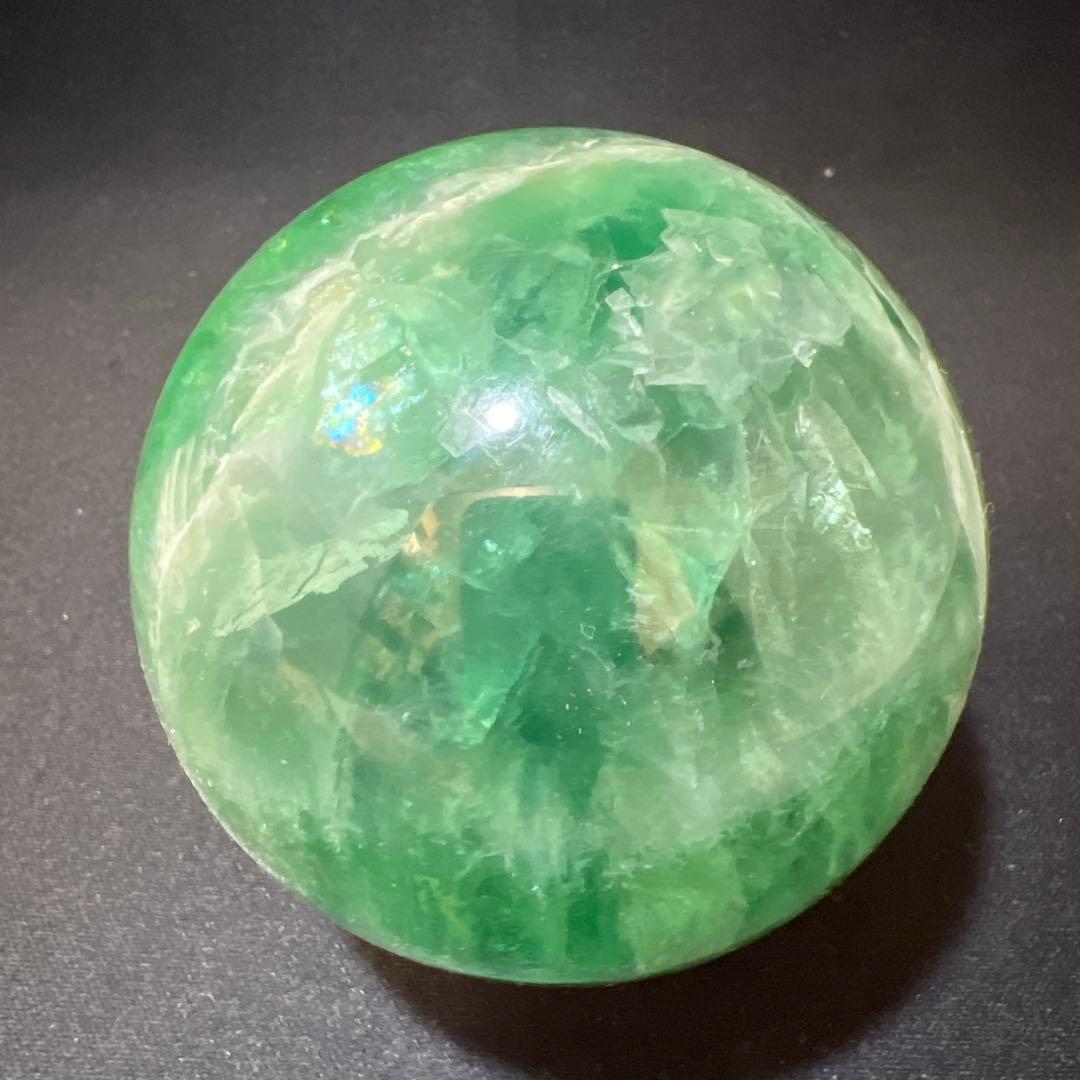 1.2kg/77mm】グリーンフローライト 共生カルサイト スフィア 丸玉