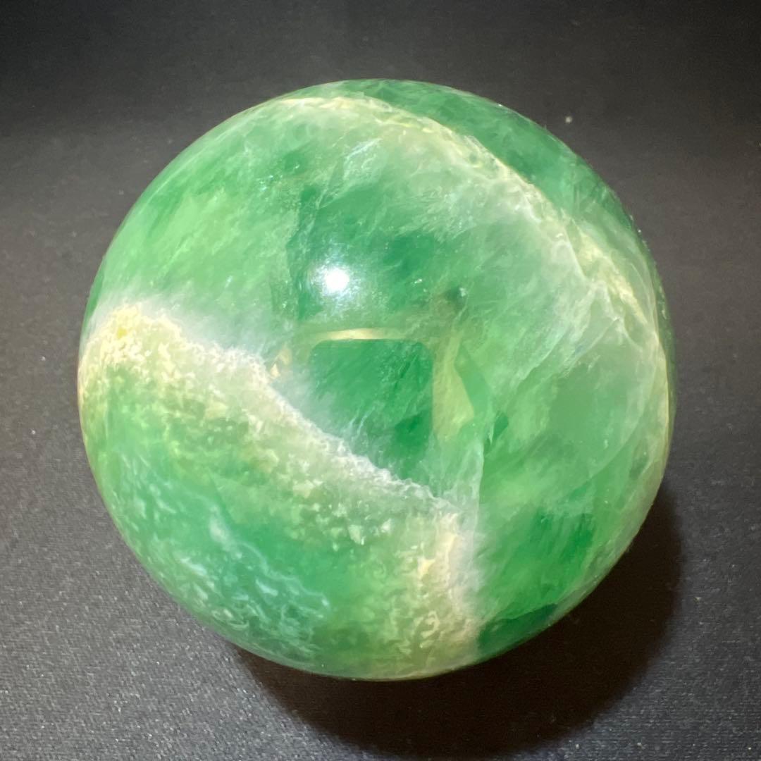1.2kg/77mm】グリーンフローライト 共生カルサイト スフィア 丸玉