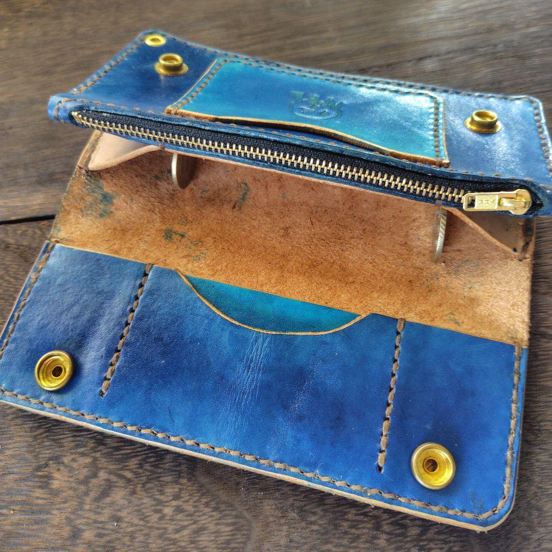 ジキルさん専用品トラッカーウォレット 丘染め 紺×青 (63)