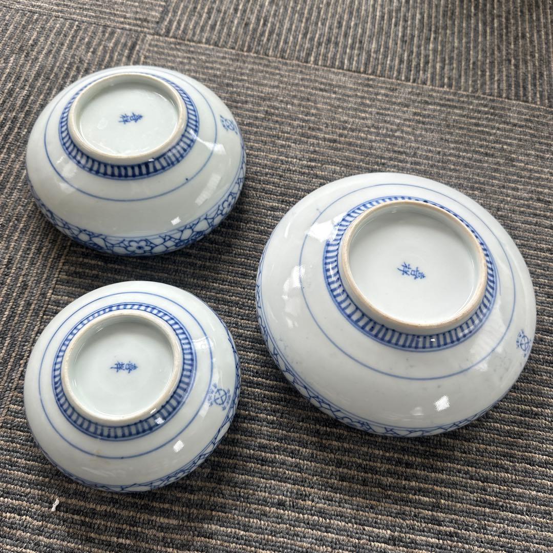 喜祥 青白磁 手描き風景画 3点セット