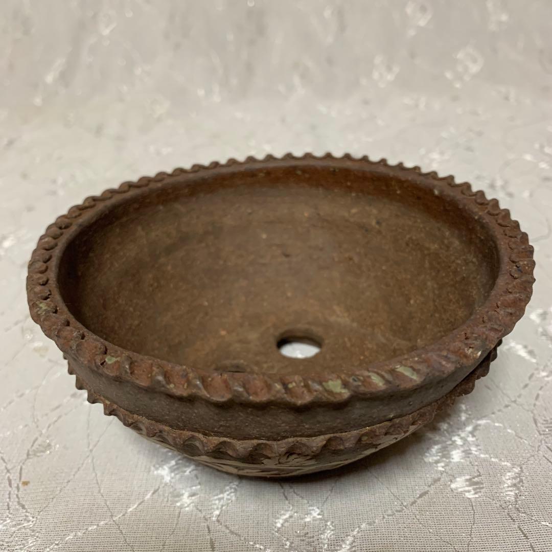 文山 丸 花模様 盆栽鉢