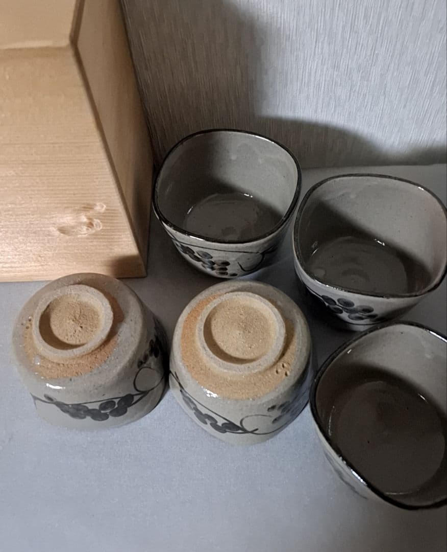 希少 中里太郎右衛門陶房　葡萄紋四方小鉢5客