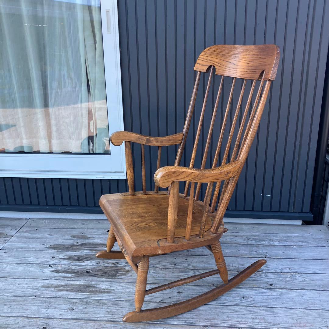 昭和レトロ 飛騨産業 キツツキ ロッキングチェア 木製 アームチェア 古道具