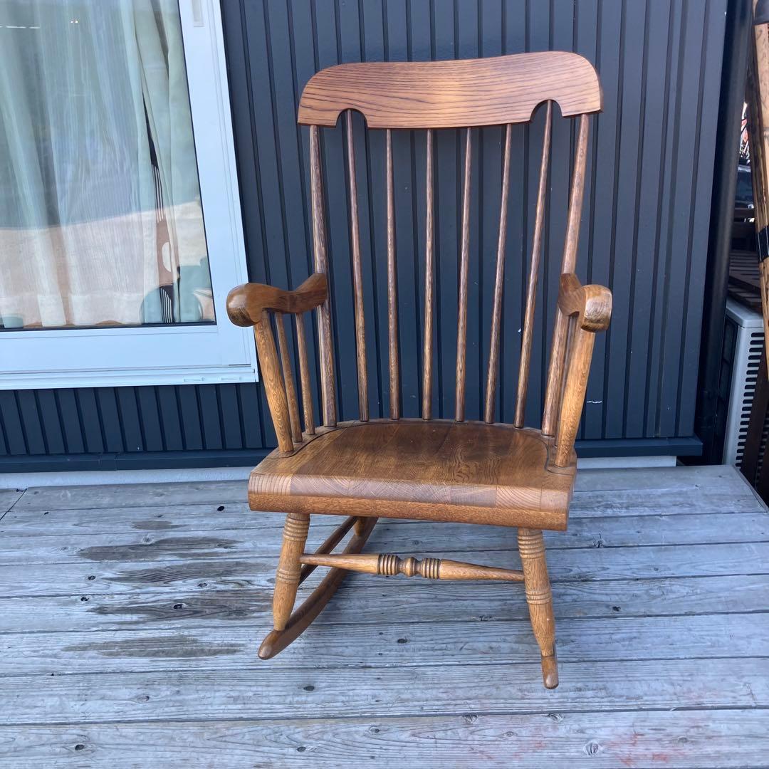 昭和レトロ 飛騨産業 キツツキ ロッキングチェア 木製 アームチェア 古道具