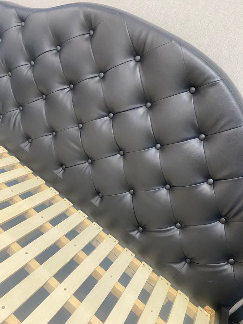 【美品】ダブルベッド　フレーム　受け取り　ハイバック　ブラック