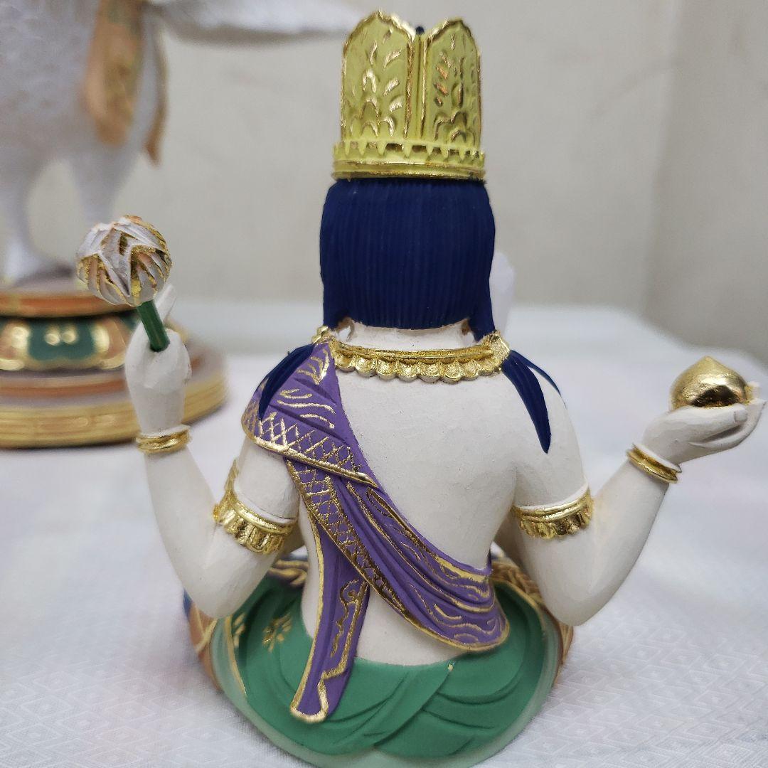 Bフライデー 最強魔除け仏像☆柘植 孔雀明王像3寸 極彩色 錐金眼入