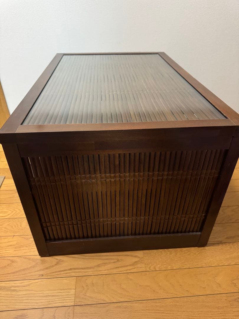 小泉産業　アジアン家具　竹細工　バンブーテレビ台　ガラス天板