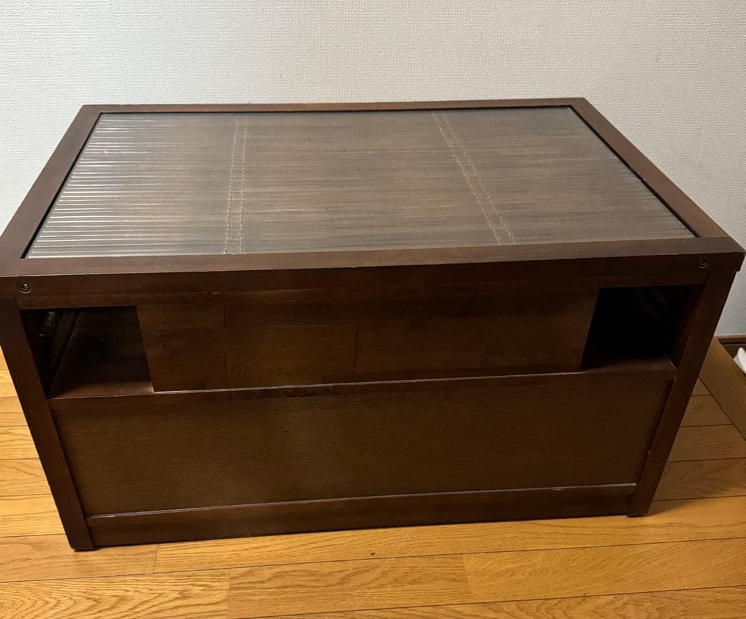 小泉産業　アジアン家具　竹細工　バンブーテレビ台　ガラス天板