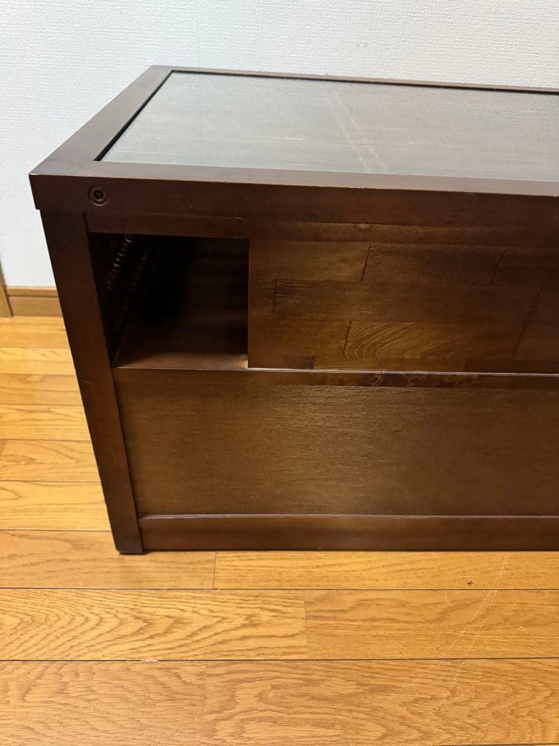 小泉産業　アジアン家具　竹細工　バンブーテレビ台　ガラス天板