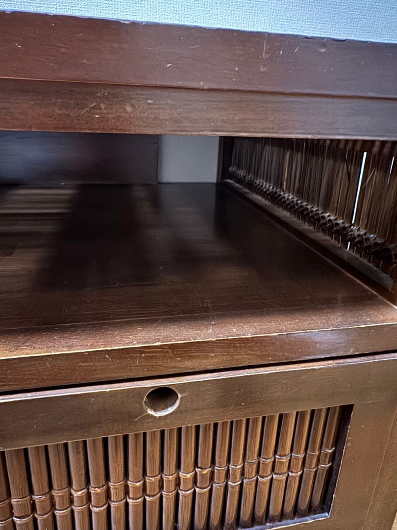 小泉産業　アジアン家具　竹細工　バンブーテレビ台　ガラス天板