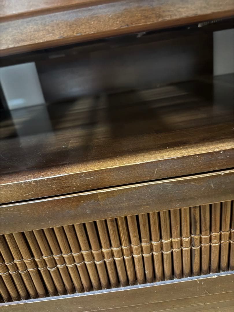 小泉産業　アジアン家具　竹細工　バンブーテレビ台　ガラス天板
