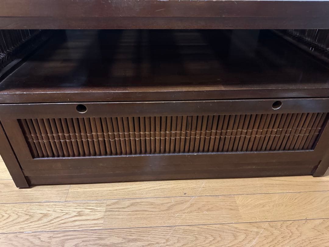 小泉産業　アジアン家具　竹細工　バンブーテレビ台　ガラス天板