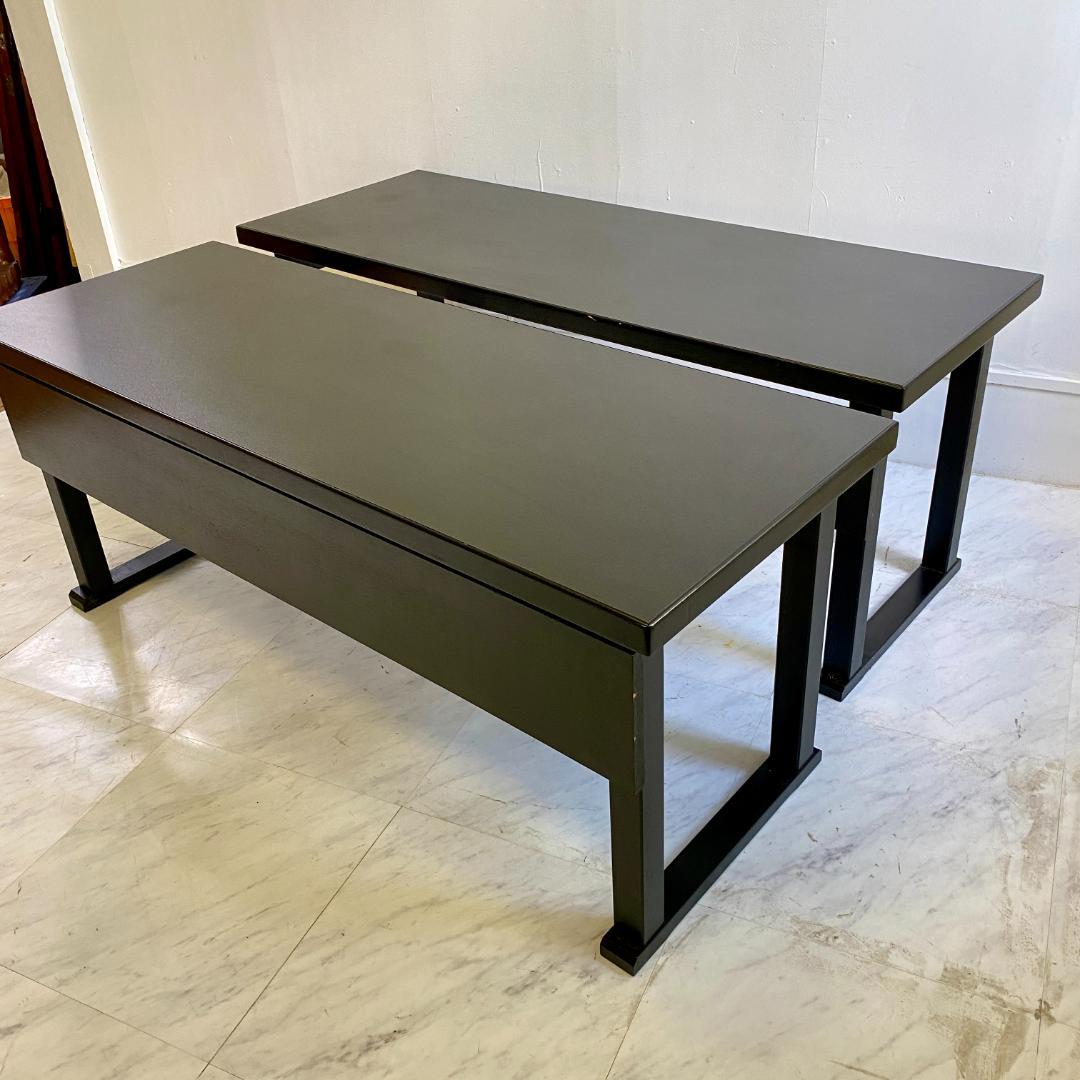 千翔 龍門堂 長テーブル 黒の木製テーブル8台セット 折りたたみ 和室