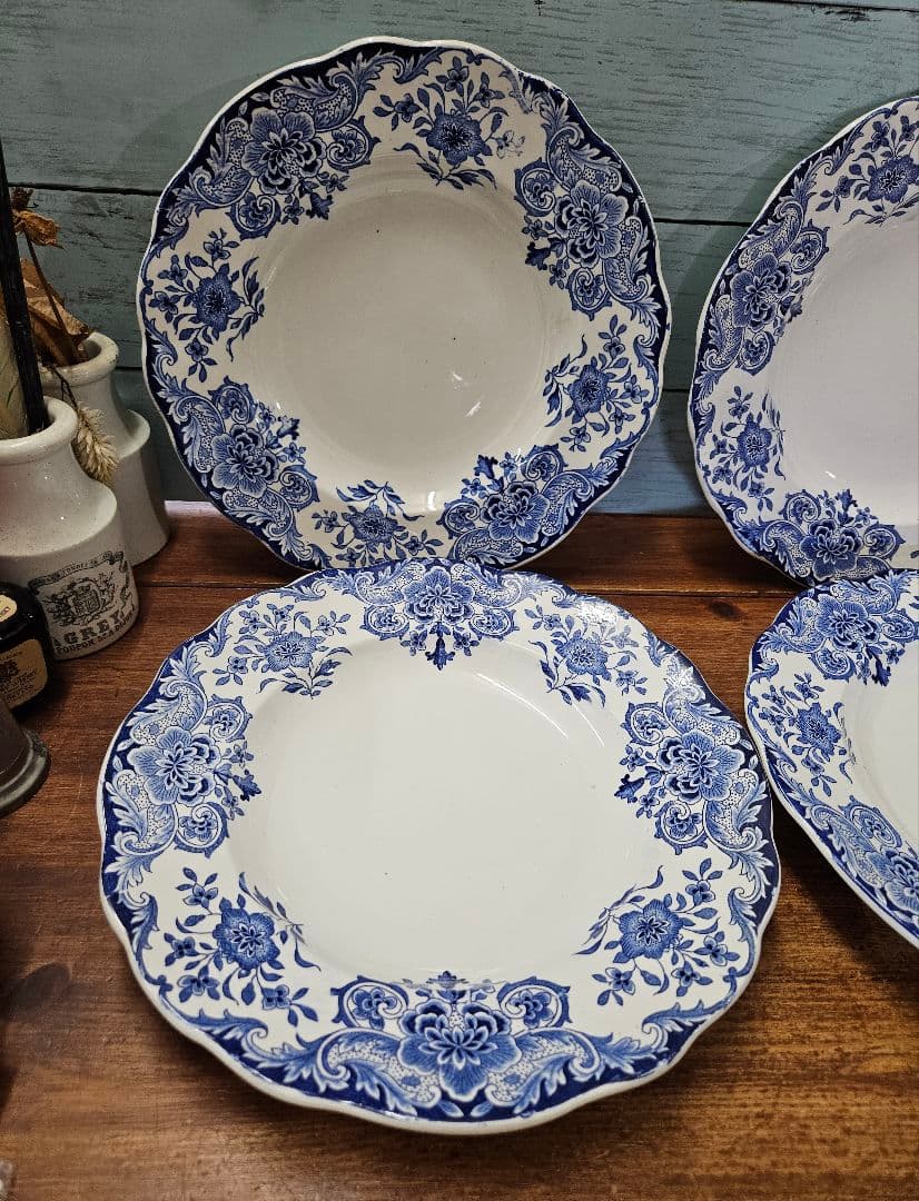 ベルギーアンティーク BFK dordrecht 深皿 4枚セット プレート