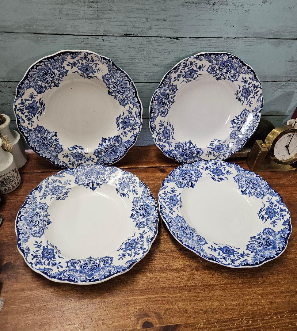 ベルギーアンティーク BFK dordrecht 深皿 4枚セット プレート