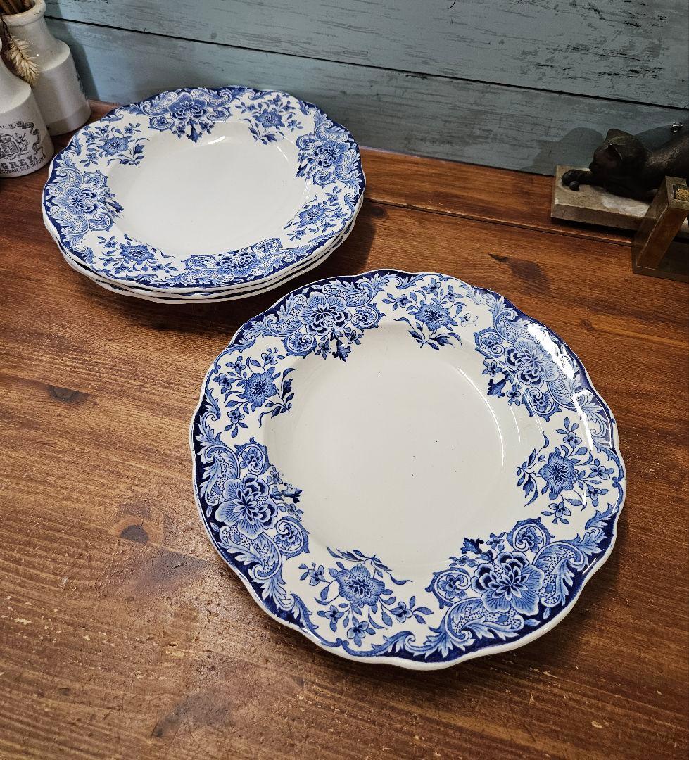 ベルギーアンティーク BFK dordrecht 深皿 4枚セット プレート