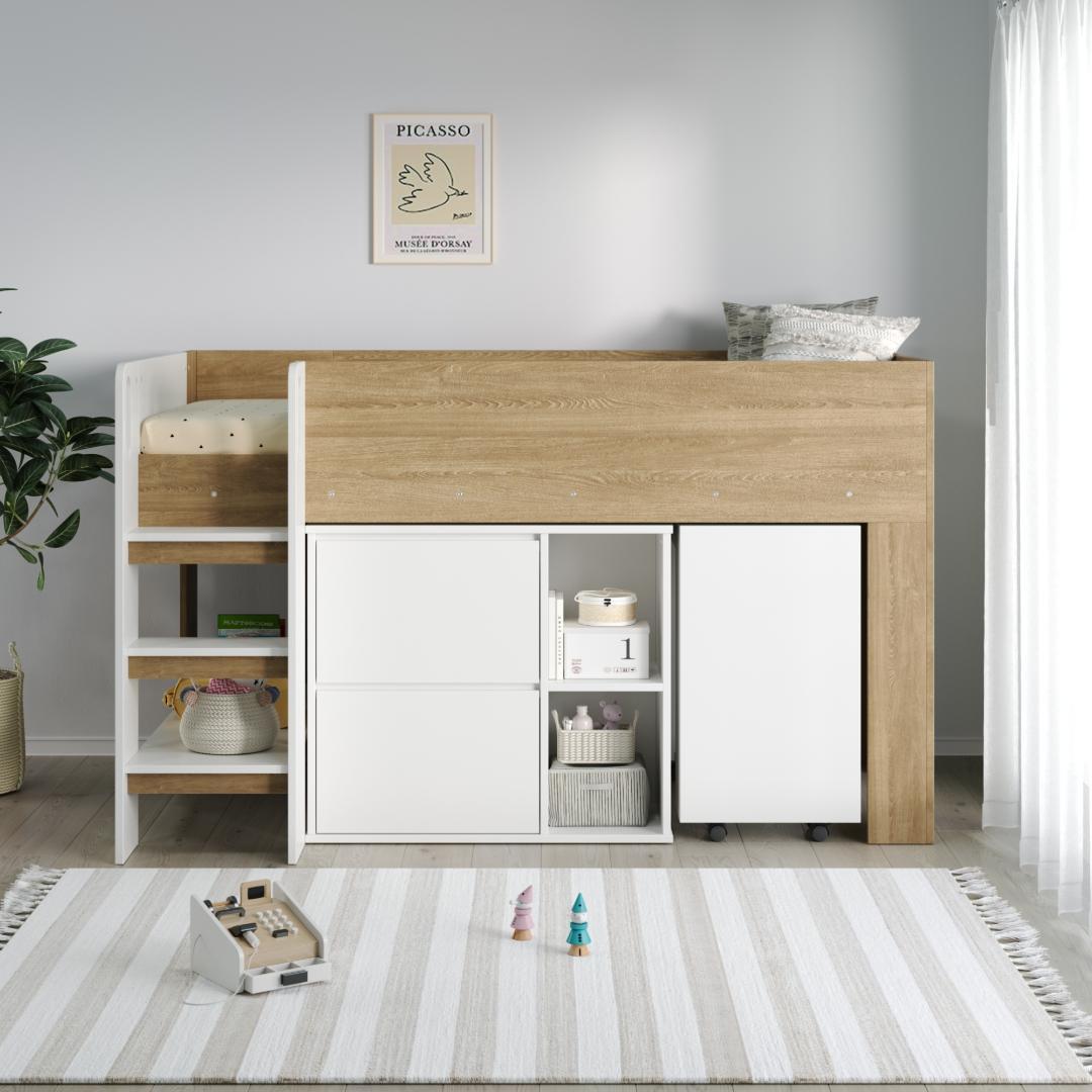 システムベッド 3点セット 分離可能 高さ120cm シングル ロータイプ 木製