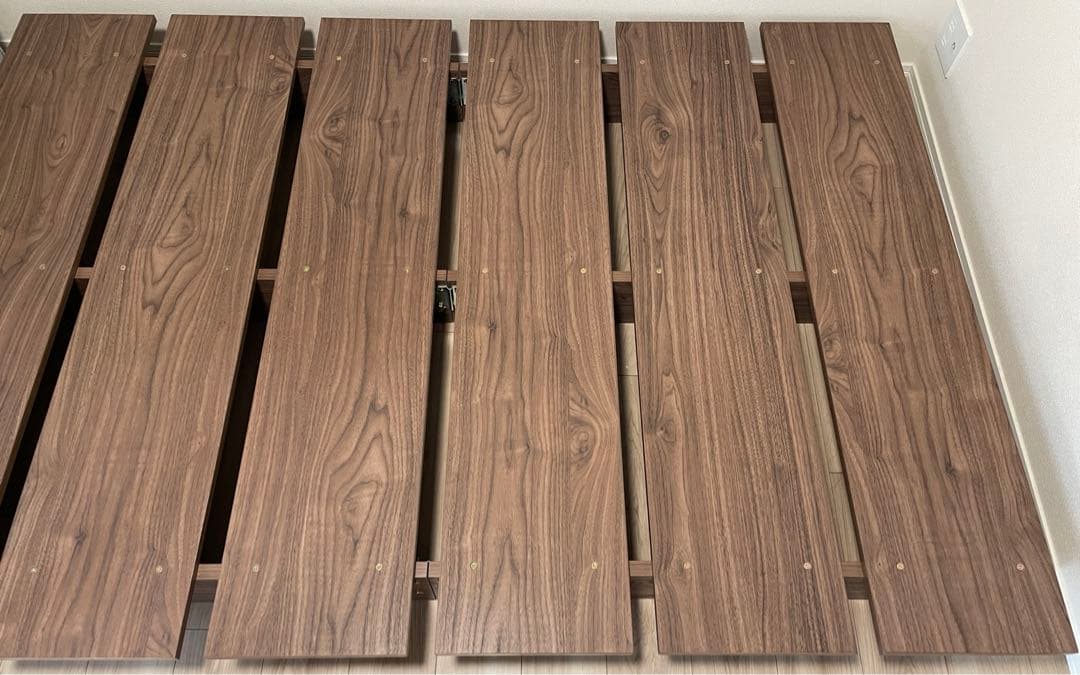 LOWYA 木目調ローベッド フレーム セミダブル ウォルナット