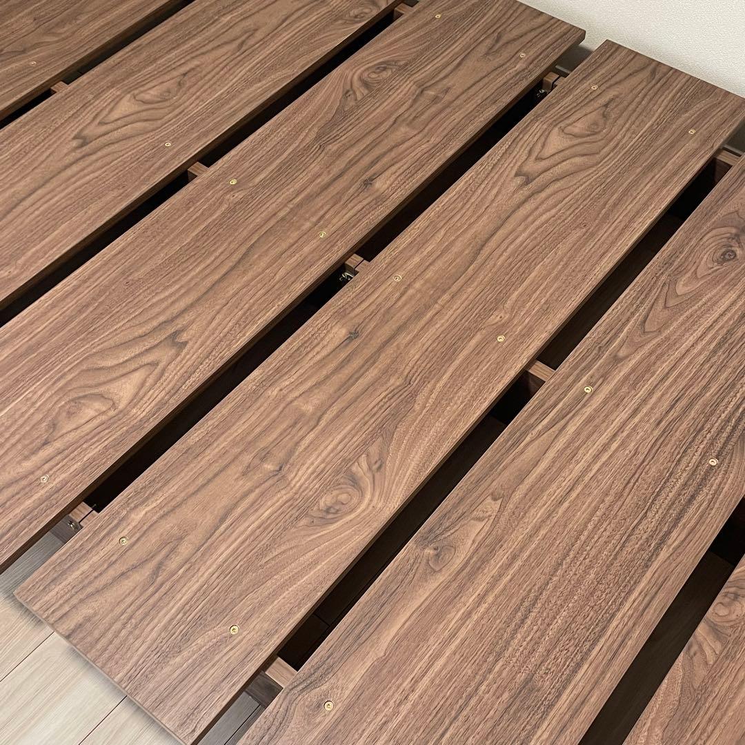 LOWYA 木目調ローベッド フレーム セミダブル ウォルナット