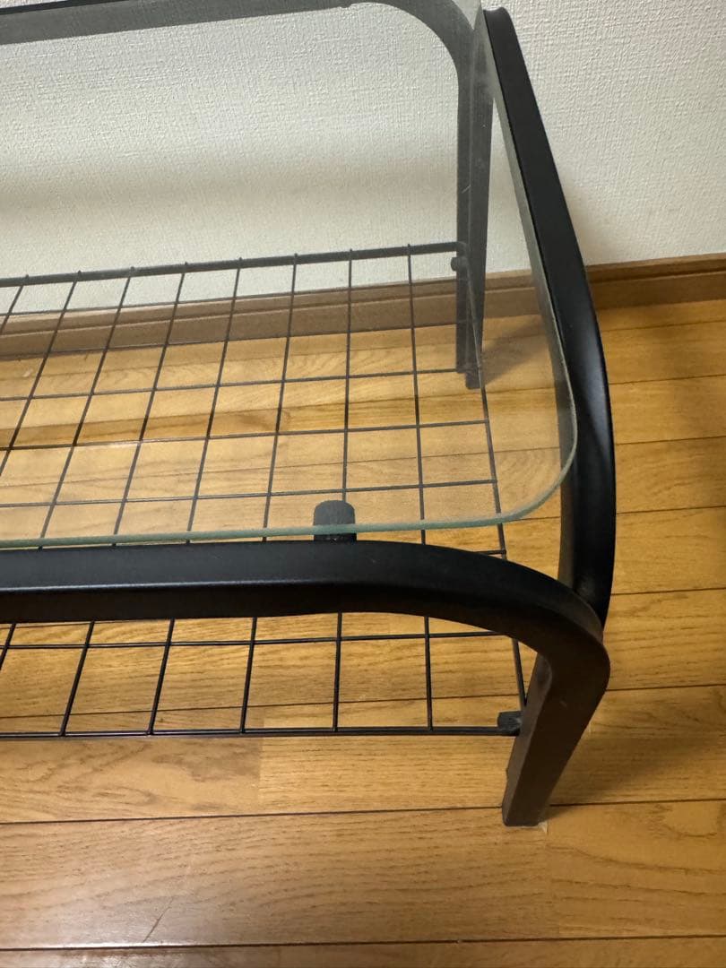 昭和レトロ ミッドセンチュリー アイアンフレーム センターテーブル ガラス天板