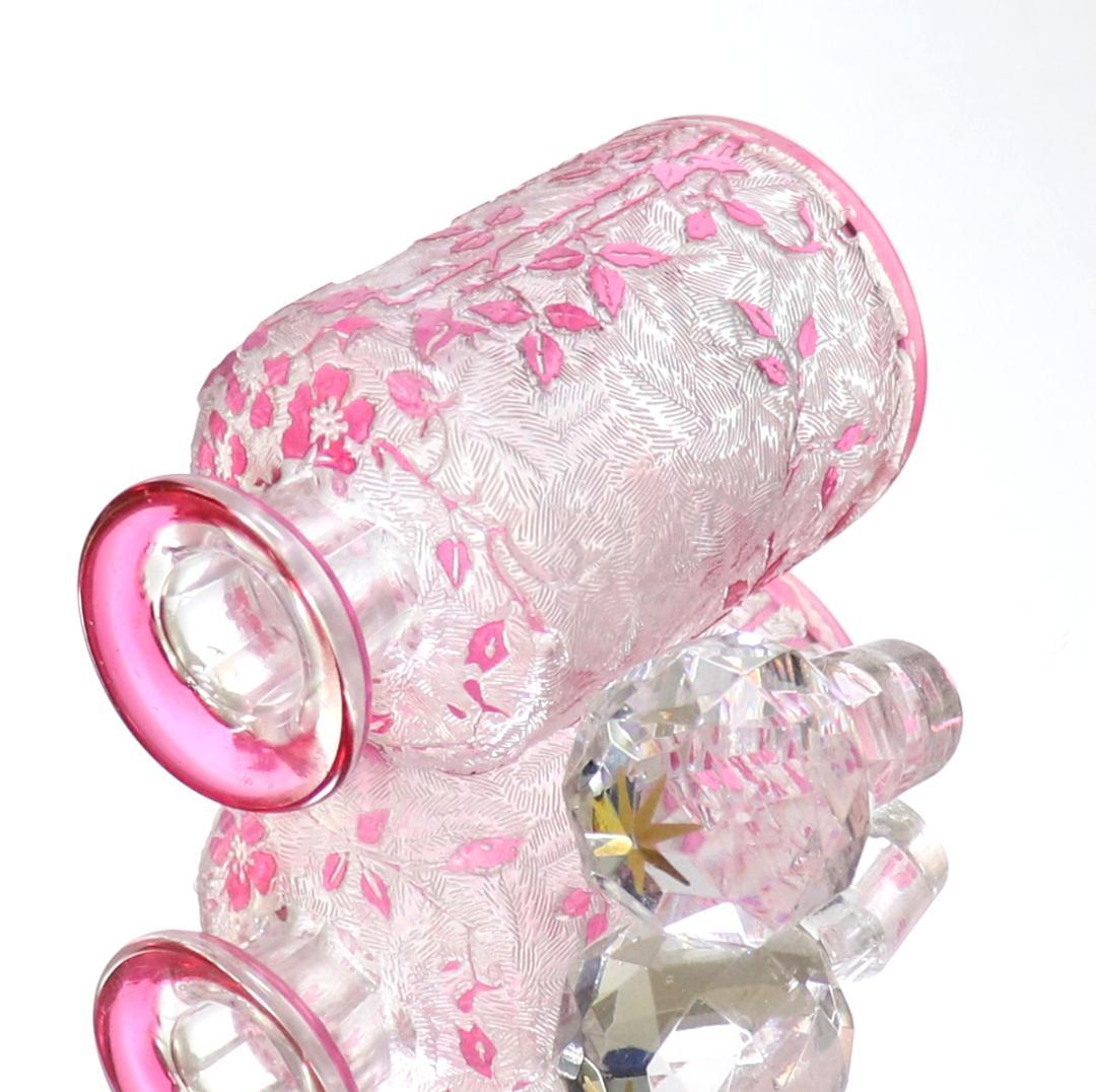 オールド・バカラ レアサイズ 桃色被せガラス 犬薔薇 金彩 香水瓶 エグランチエ