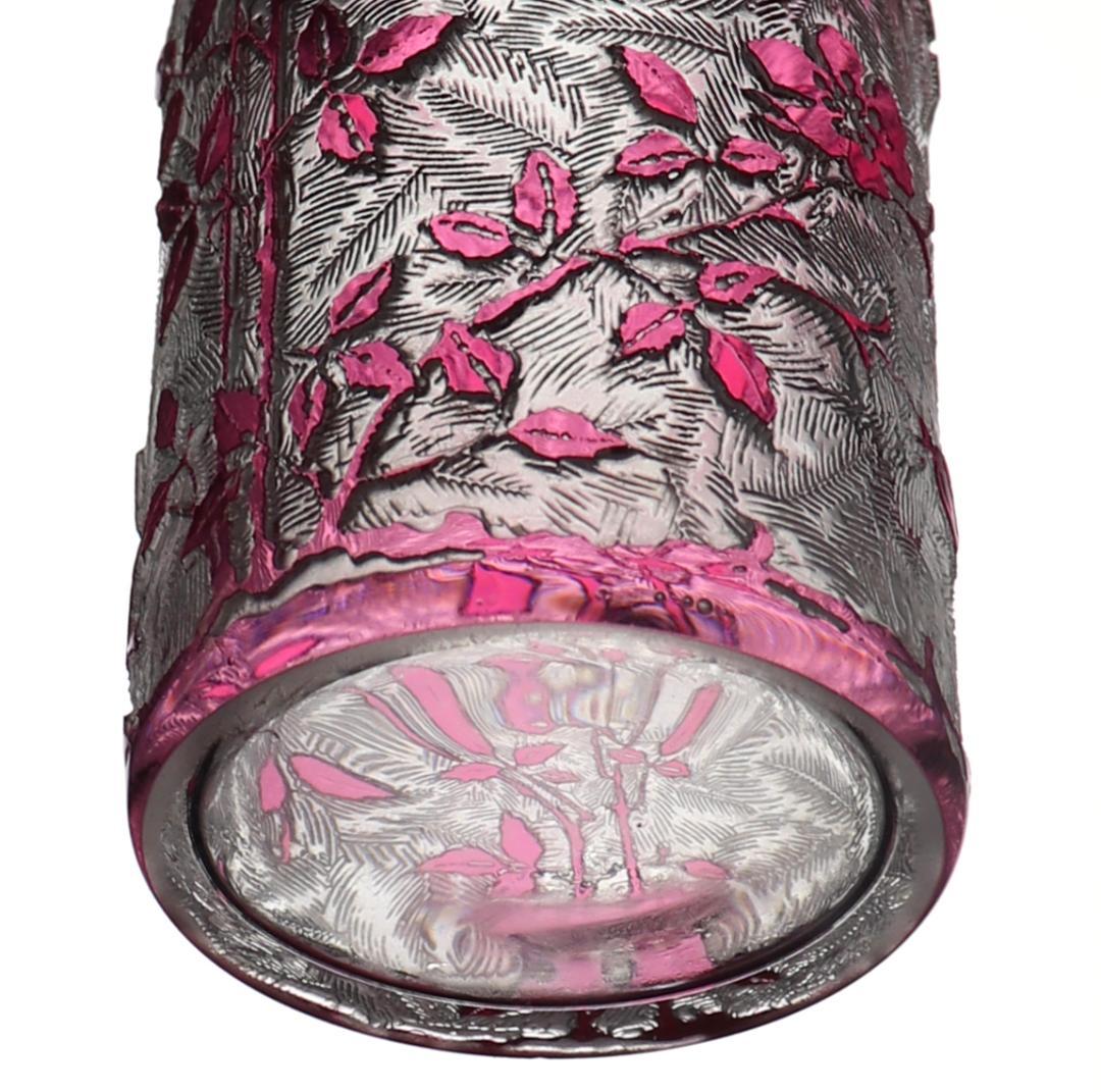 オールド・バカラ レアサイズ 桃色被せガラス 犬薔薇 金彩 香水瓶 エグランチエ