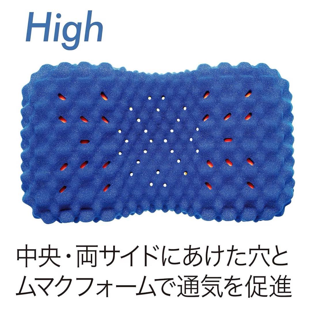 ★中古美品★西川　エアー3D 枕　AiR3Dピロー High ブルー専用袋タグ付