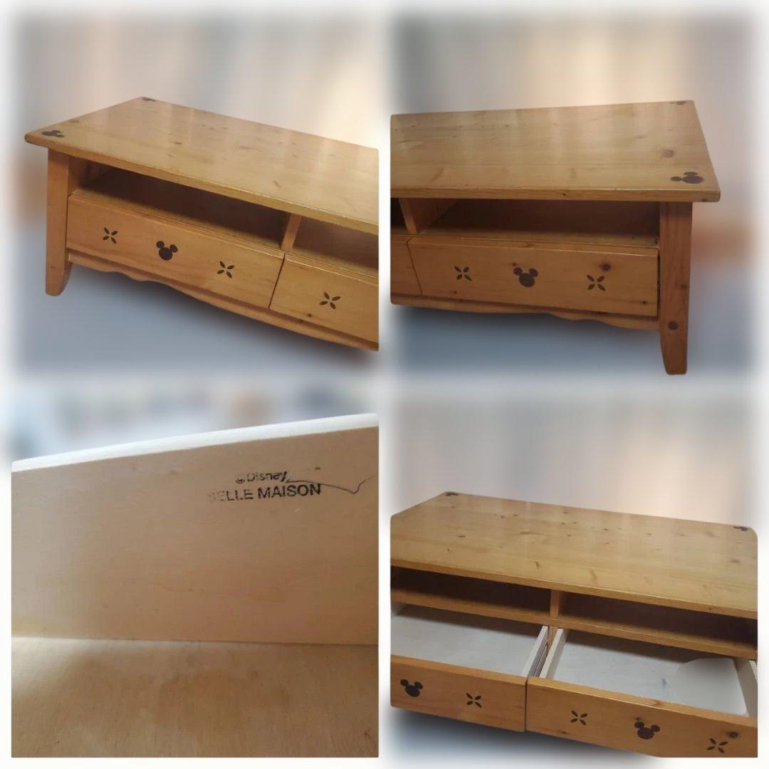 ベルメゾン ディズニー リビングテーブル ミッキーモチーフ 引き出し付き 机