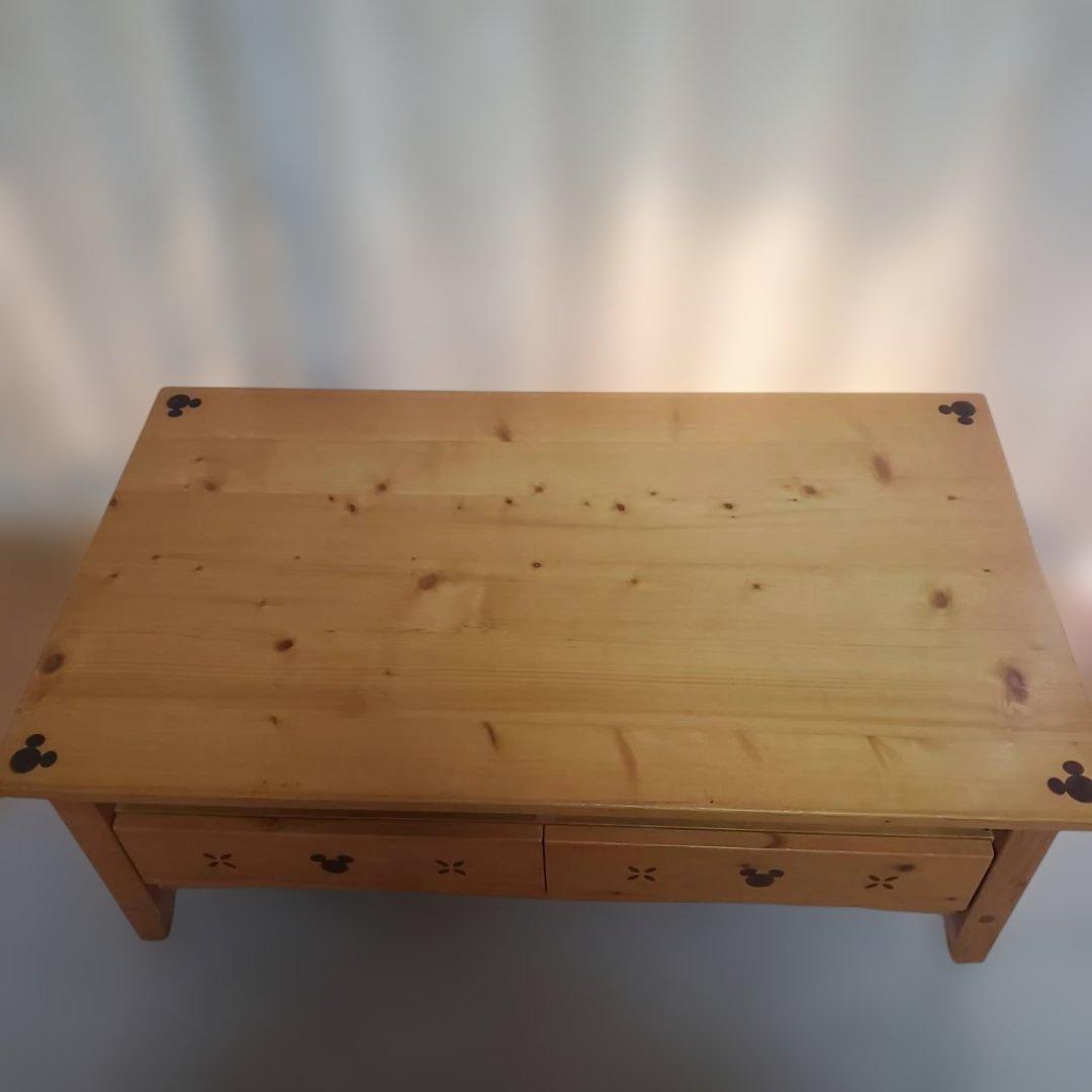 ベルメゾン ディズニー リビングテーブル ミッキーモチーフ 引き出し付き 机