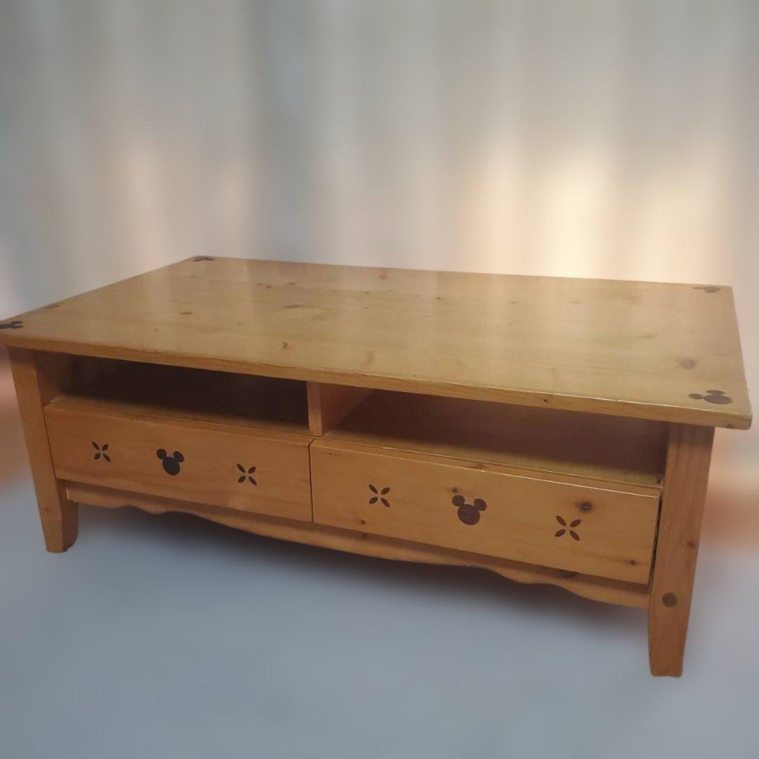 ベルメゾン ディズニー リビングテーブル ミッキーモチーフ 引き出し付き 机