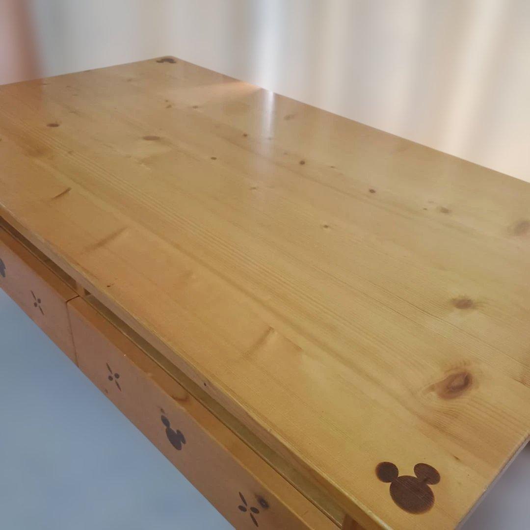 ベルメゾン ディズニー リビングテーブル ミッキーモチーフ 引き出し付き 机