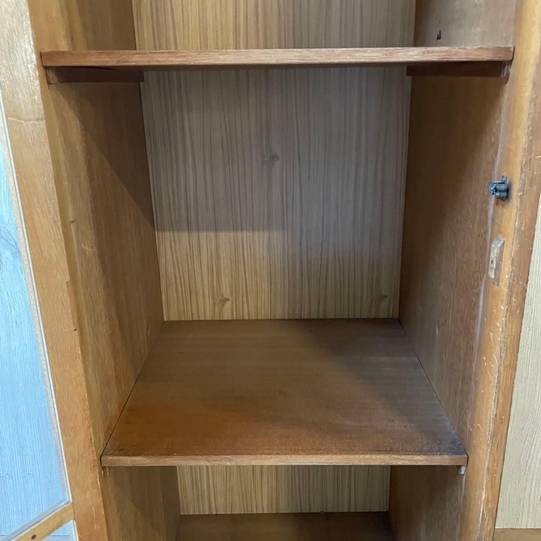 3段ガラス棚 ヴィンテージ家具 古家具 アンティーク キャビネット ガラスケース