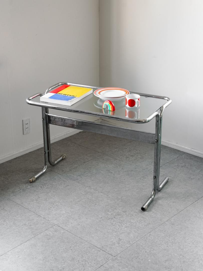 ヴィンテージ　アイアンガラステーブル 什器 ミッドセンチュリーモダン