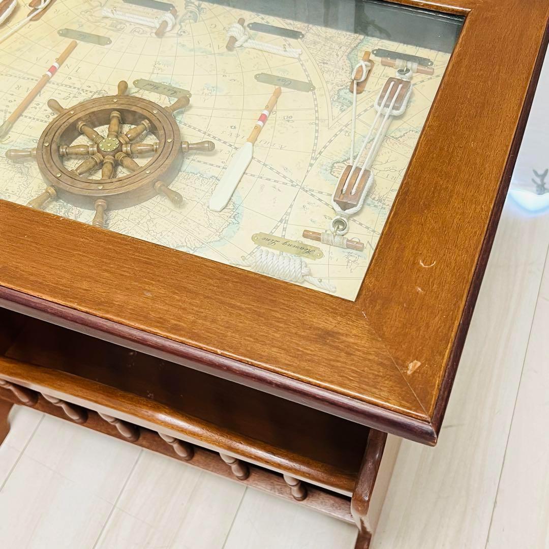 木製　マガジンラック　サイドテーブル　ロープノット　結び　レトロ