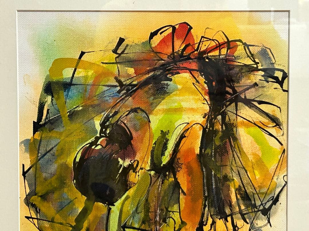 富谷十三雄作　油彩絵　舞者　直筆　額装　送料込み0825