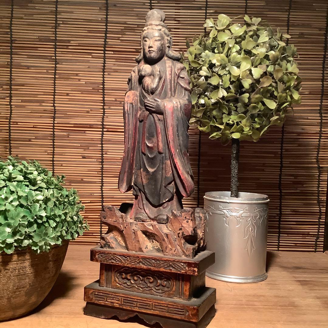 室町期「夜叉・鬼子母神」鬼子母神信仰・訶梨帝母・外護神・木彫彩色