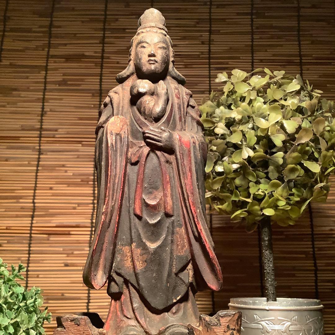 室町期「夜叉・鬼子母神」鬼子母神信仰・訶梨帝母・外護神・木彫彩色